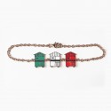 Bracciale 3 cabine in argento bagnato oro  - celeste, bianco, viola