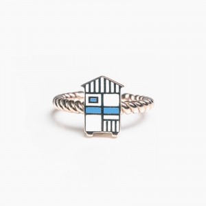 Anello in argento bagnato oro - celeste