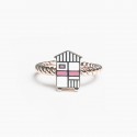 Anello Cabina Forte dei Marmi in oro rosa e smalto azzurro