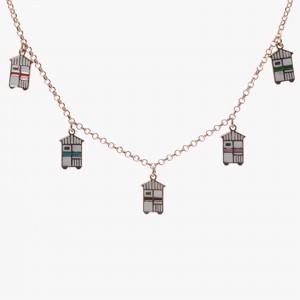 Bracciale in Argento con 5 cabine charms rossa