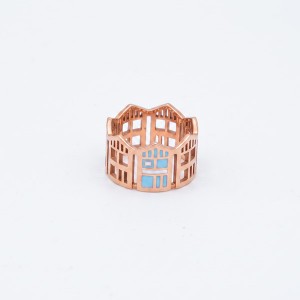 Anello Cabina Forte dei Marmi in oro rosa e smalto azzurro