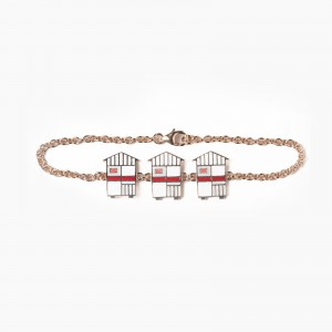 Bracciale 3 cabine in argento bagnato oro  - rosso