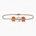 Bracciale 3 cabine in argento bagnato oro  - rosso