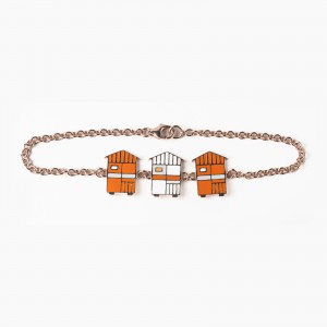 Bracciale 3 cabine in argento bagnato oro  - arancione