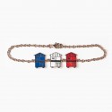Bracciale 3 cabine in argento bagnato oro  - celeste, bianco, viola